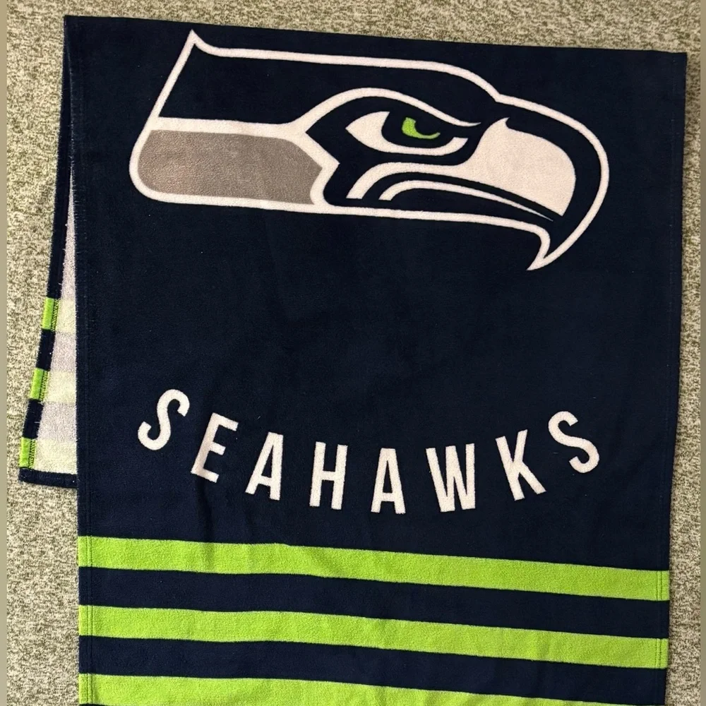 Seattle Seahawks towel for beach or swim. NFL Super Bowl LX.